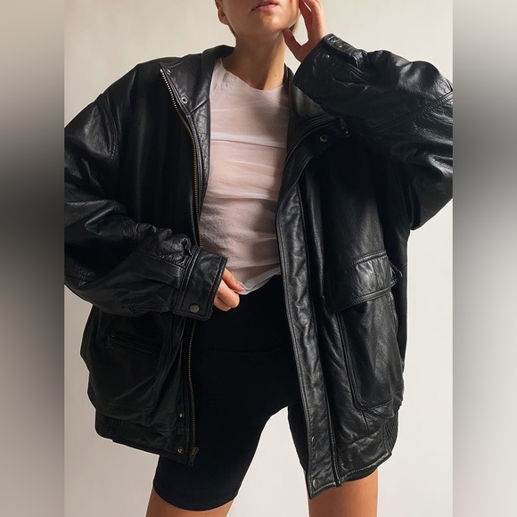 Brown Vintage Oversized Leather Jacket - Picture 5 of 9